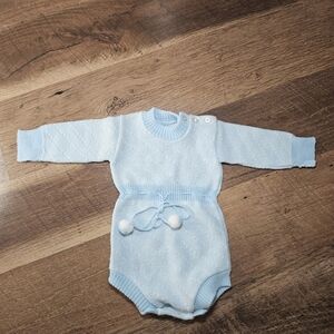 Vintage Blue Knitted Infant Bodysuit